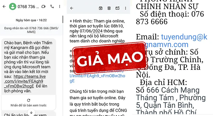 các trang giả mạo kangnam